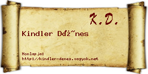 Kindler Dénes névjegykártya
